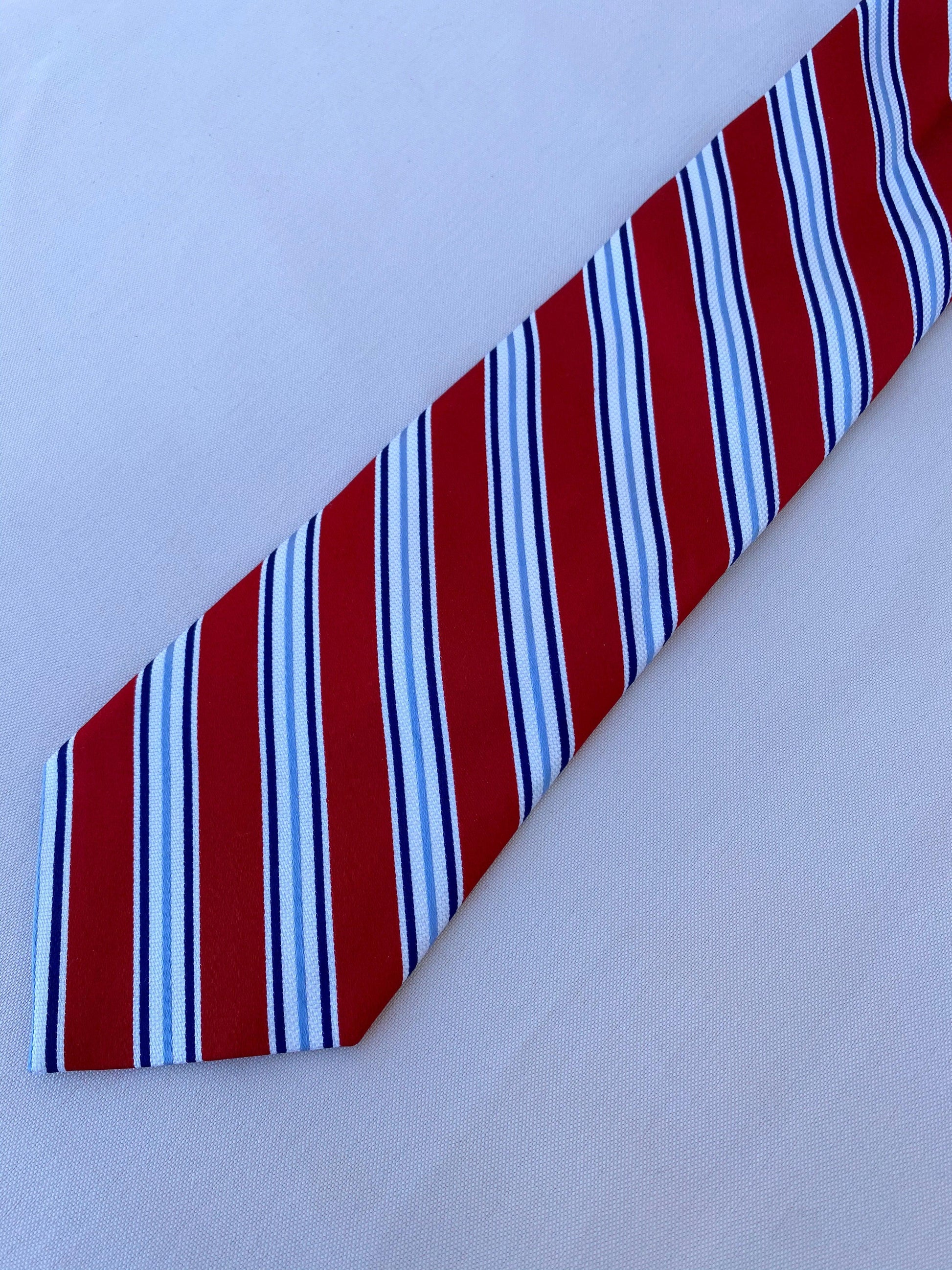 Red & Blue Diagonal Striped Tie - A Walk Thru Time Vintage