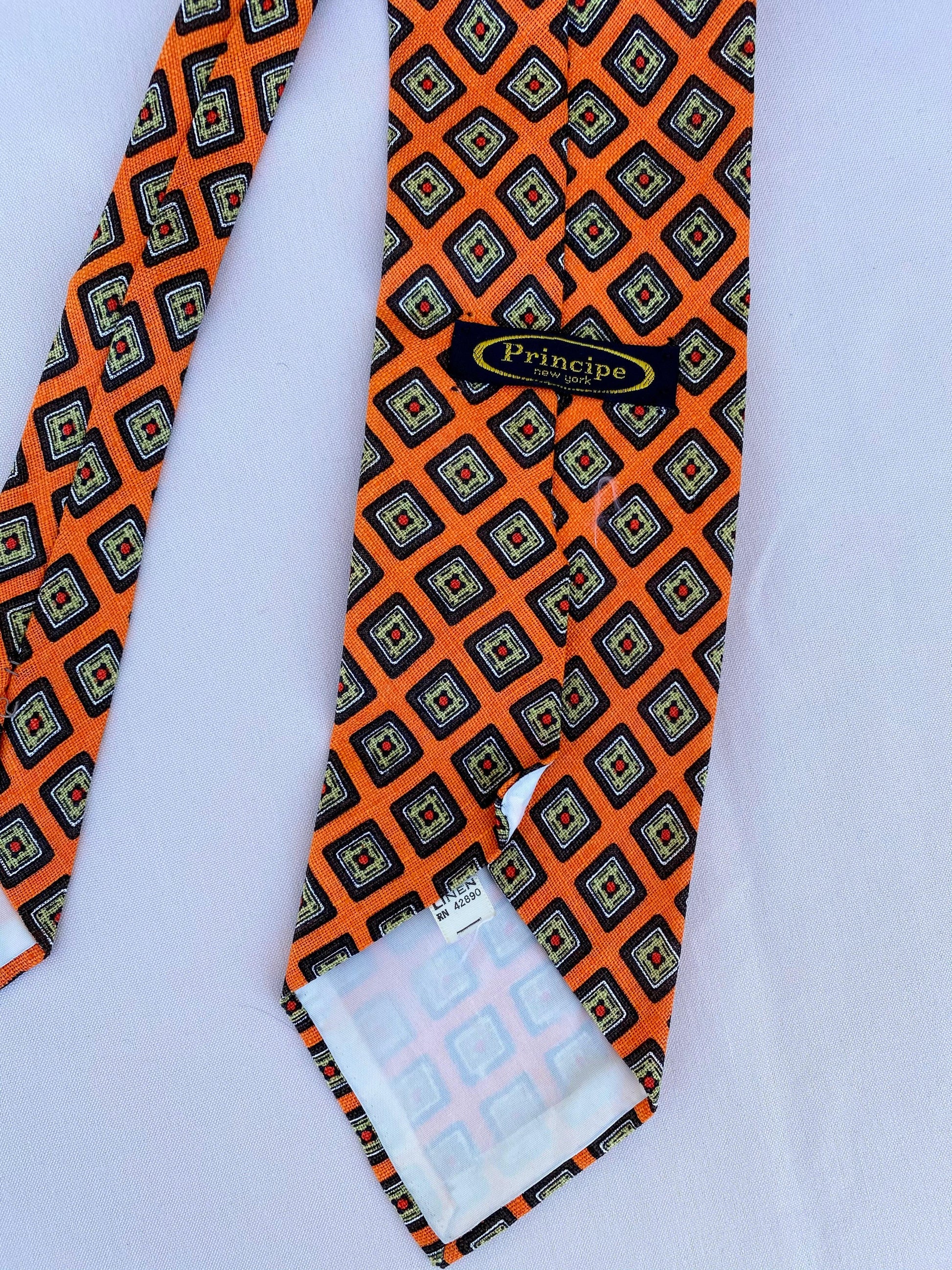 Orange Diamond Tie - A Walk Thru Time Vintage