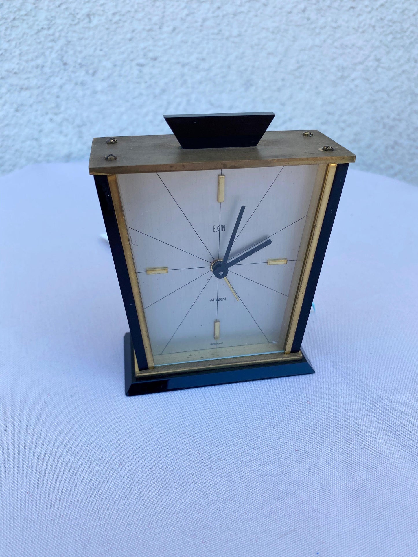 1950's Lucite Elgin German Clock Desk Alarm Carriage Bradley Time - A Walk Thru Time Vintage