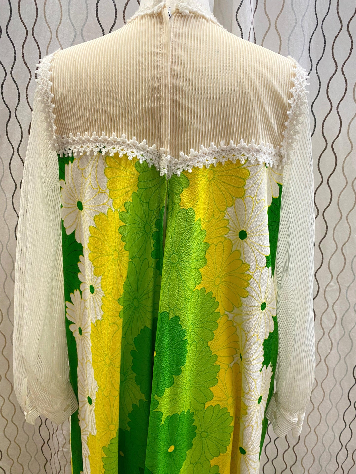 1960's Green, Yellow & White Hawaiian Floral Maxi Dress - A Walk Thru Time Vintage